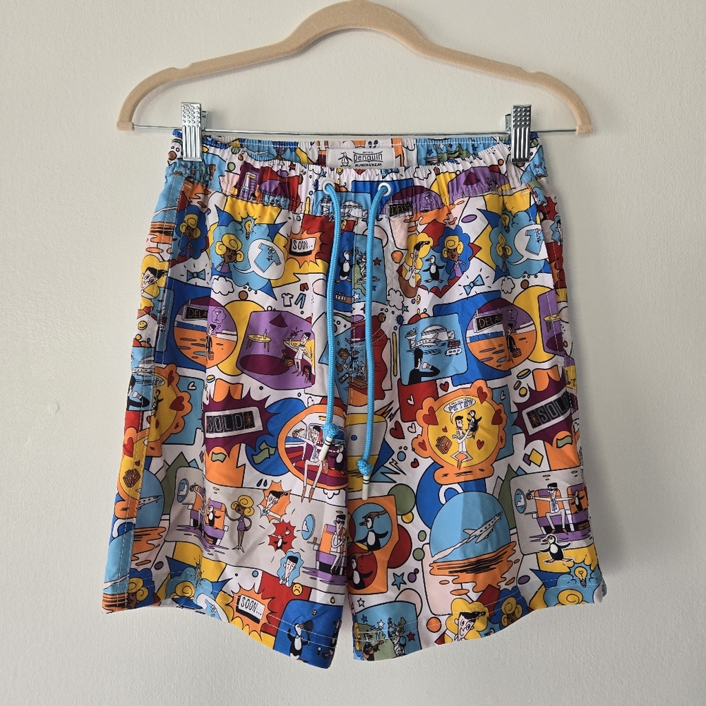 Original Penguin Jethro Haynes Print Stretch Mesh Lined Swim Shorts Size Small - Picture 2 of 15